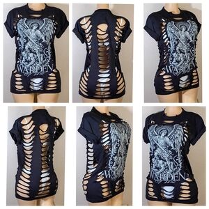 Edgy Black Cut-Out Graphic Tee